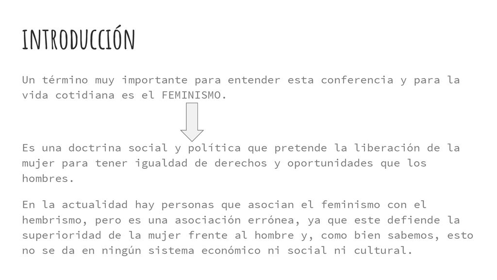introducción Un término muy importante para entender esta conferencia y para la vida cotidiana es el FEMINISMO.