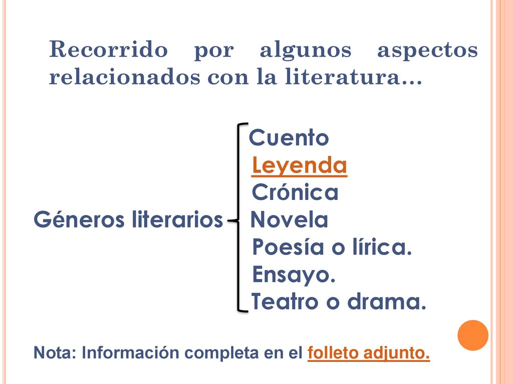 Recorrido por algunos aspectos relacionados con la literatura…