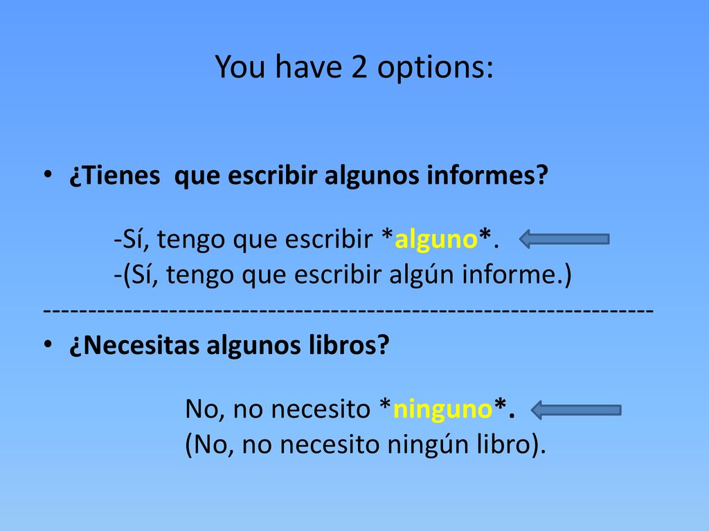 You have 2 options: ¿Tienes que escribir algunos informes