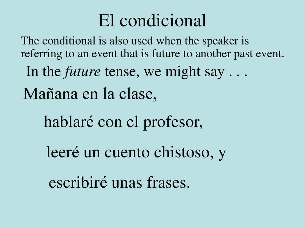El condicional Mañana en la clase, hablaré con el profesor,
