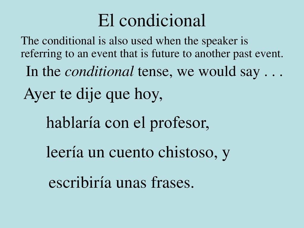 El condicional Ayer te dije que hoy, hablaría con el profesor,