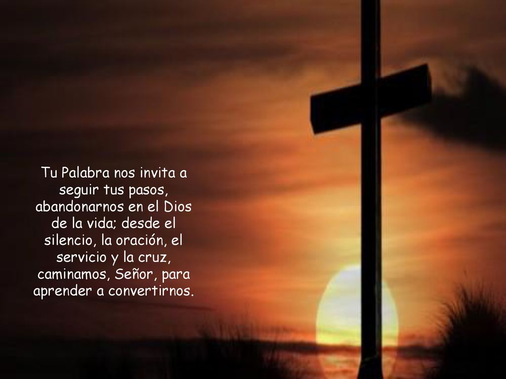 Tu Palabra nos invita a seguir tus pasos, abandonarnos en el Dios de la vida; desde el silencio, la oración, el servicio y la cruz, caminamos, Señor, para aprender a convertirnos.