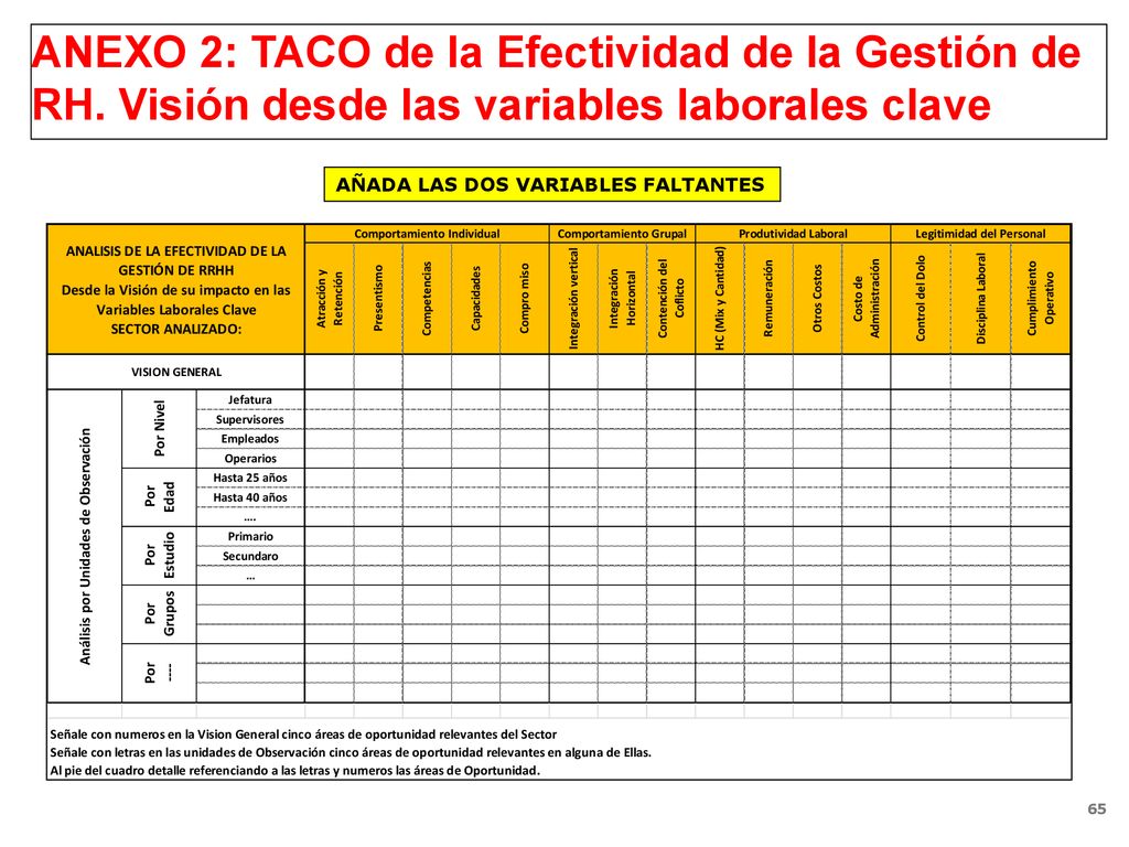 ANEXO 2: TACO de la Efectividad de la Gestión de RH