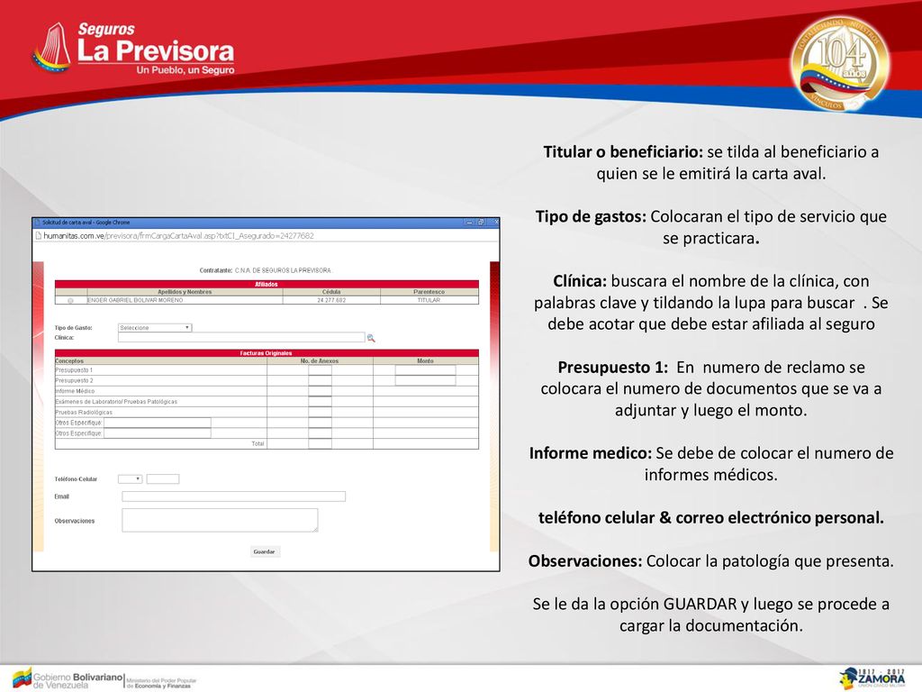 Tipo de gastos: Colocaran el tipo de servicio que se practicara.