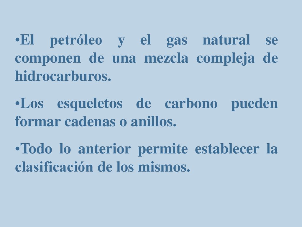 El petróleo y el gas natural se componen de una mezcla compleja de hidrocarburos.