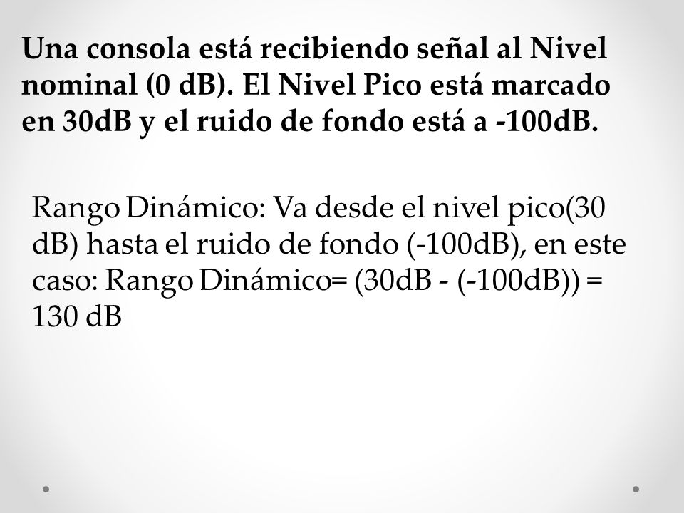 Una consola está recibiendo señal al Nivel nominal (0 dB)