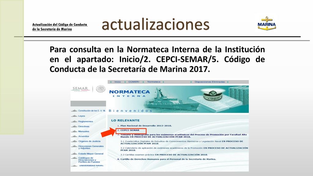 actualizaciones Actualización del Código de Conducta. de la Secretaría de Marina.