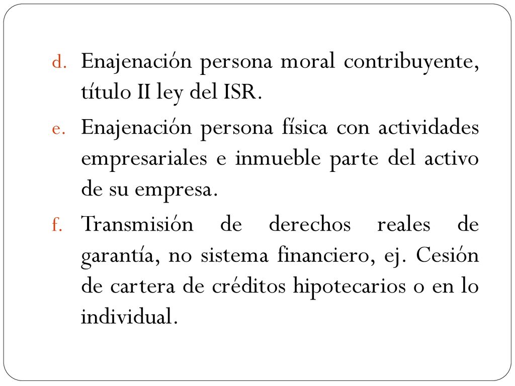 Enajenación persona moral contribuyente, título II ley del ISR.