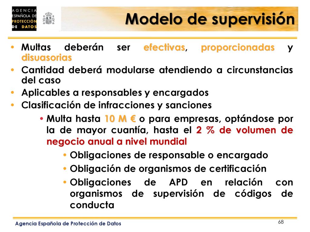 Modelo de supervisión Multas deberán ser efectivas, proporcionadas y disuasorias. Cantidad deberá modularse atendiendo a circunstancias del caso.