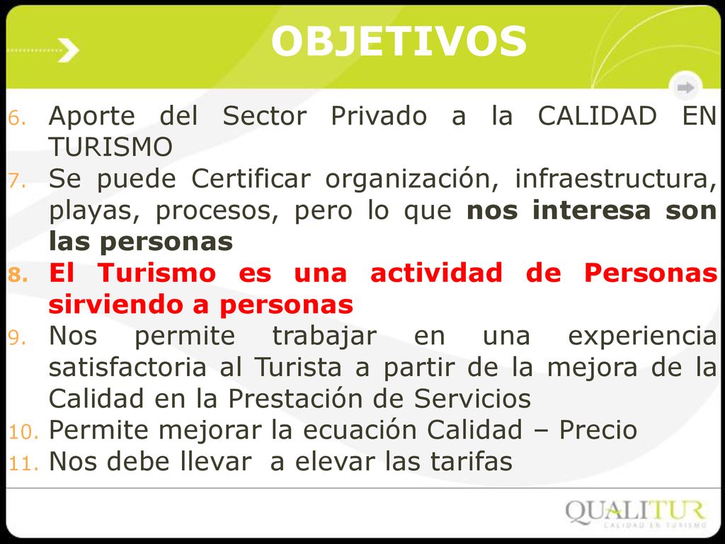 Aporte del Sector Privado a la CALIDAD EN TURISMO