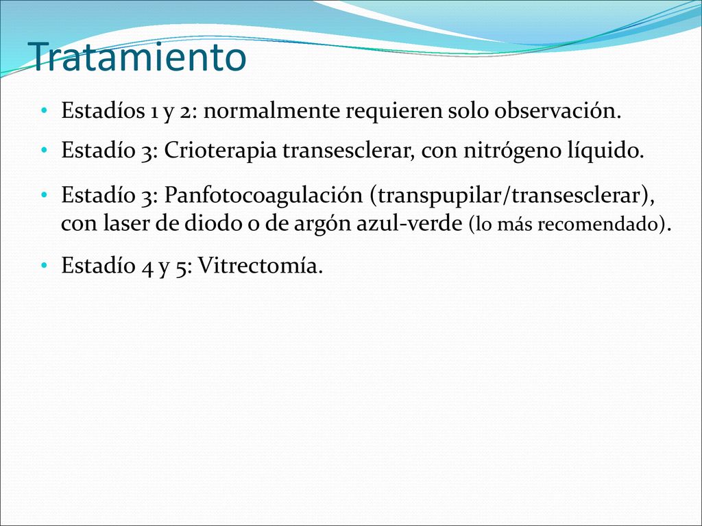 Tratamiento Estadíos 1 y 2: normalmente requieren solo observación.