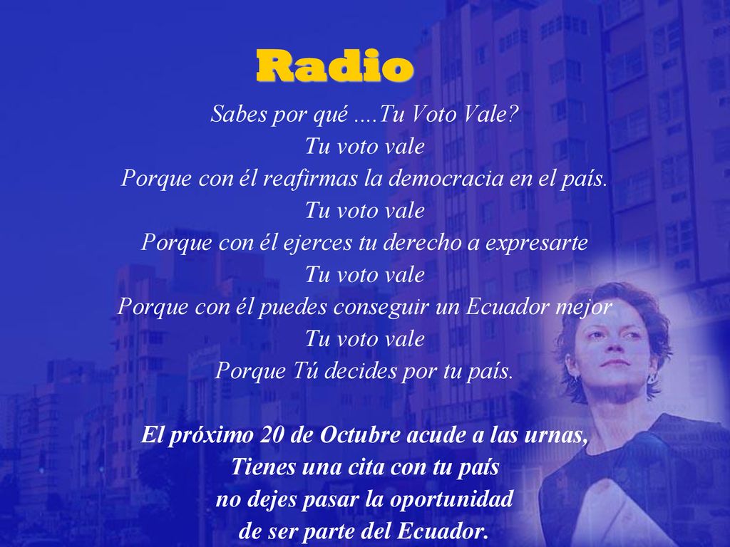 Radio Sabes por qué ....Tu Voto Vale Tu voto vale