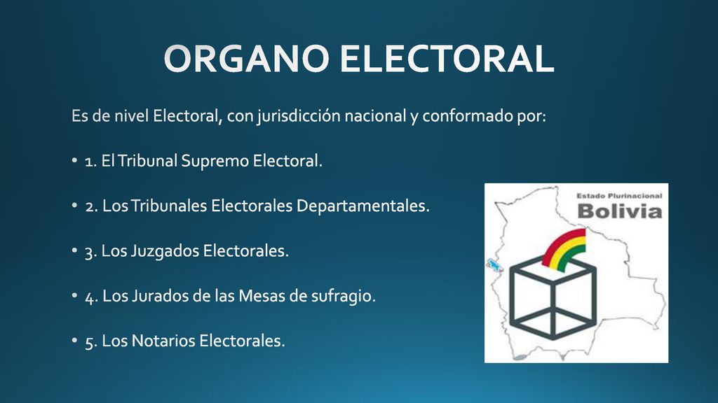 ORGANO ELECTORAL Es de nivel Electoral, con jurisdicción nacional y conformado por: 1. El Tribunal Supremo Electoral.