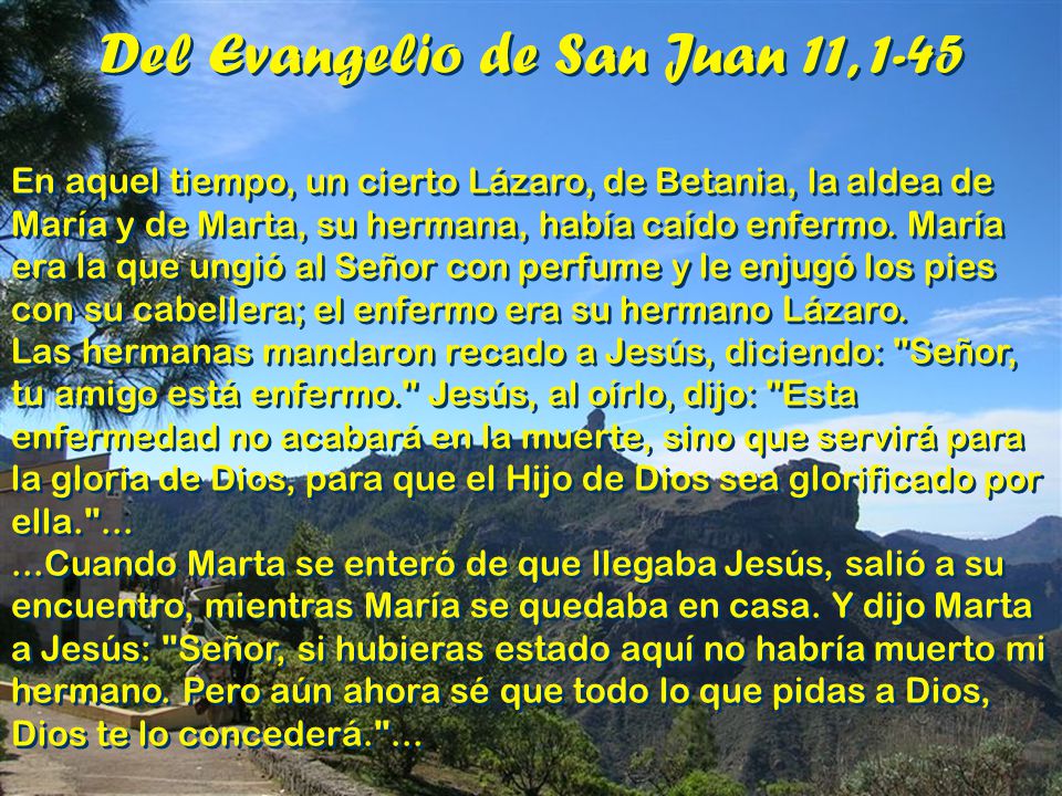 Del Evangelio de San Juan 11, 1-45