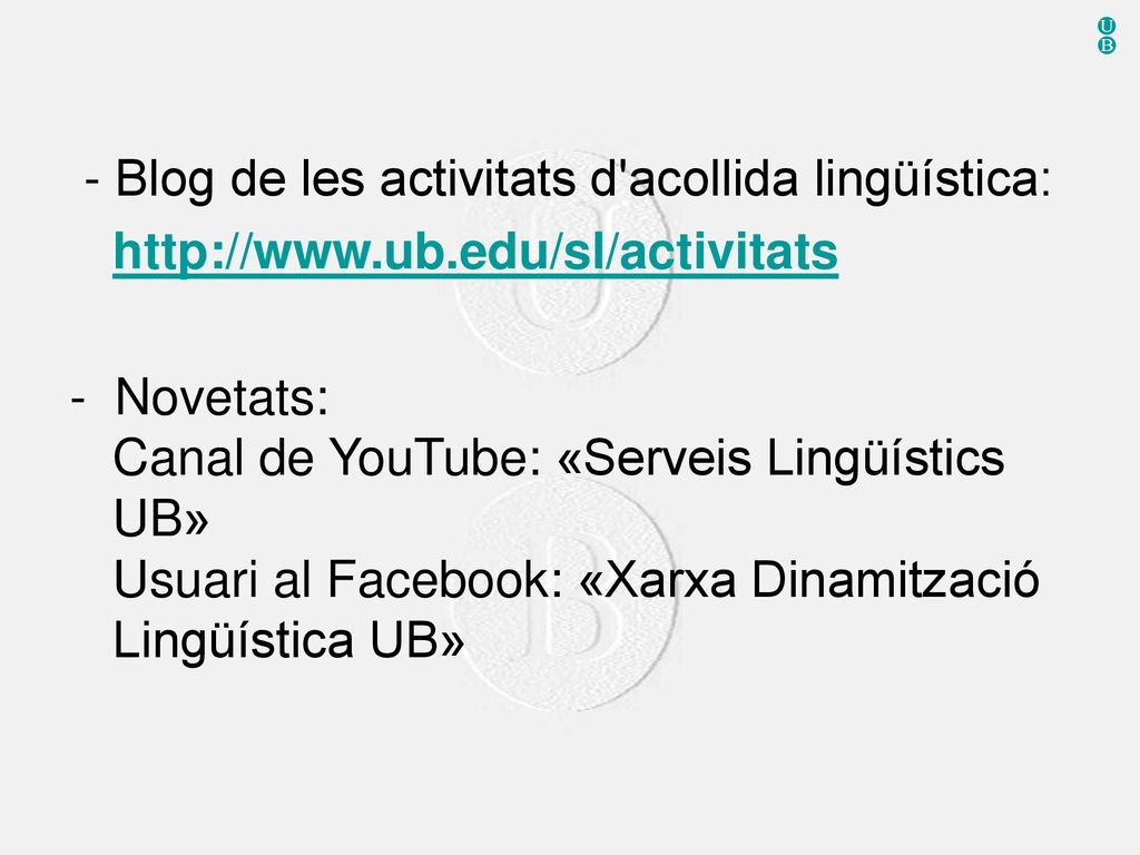 U B - Blog de les activitats d acollida lingüística: