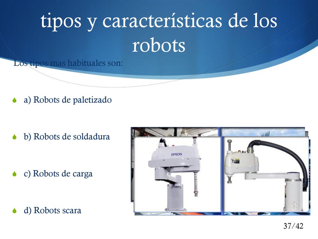 tipos y características de los robots