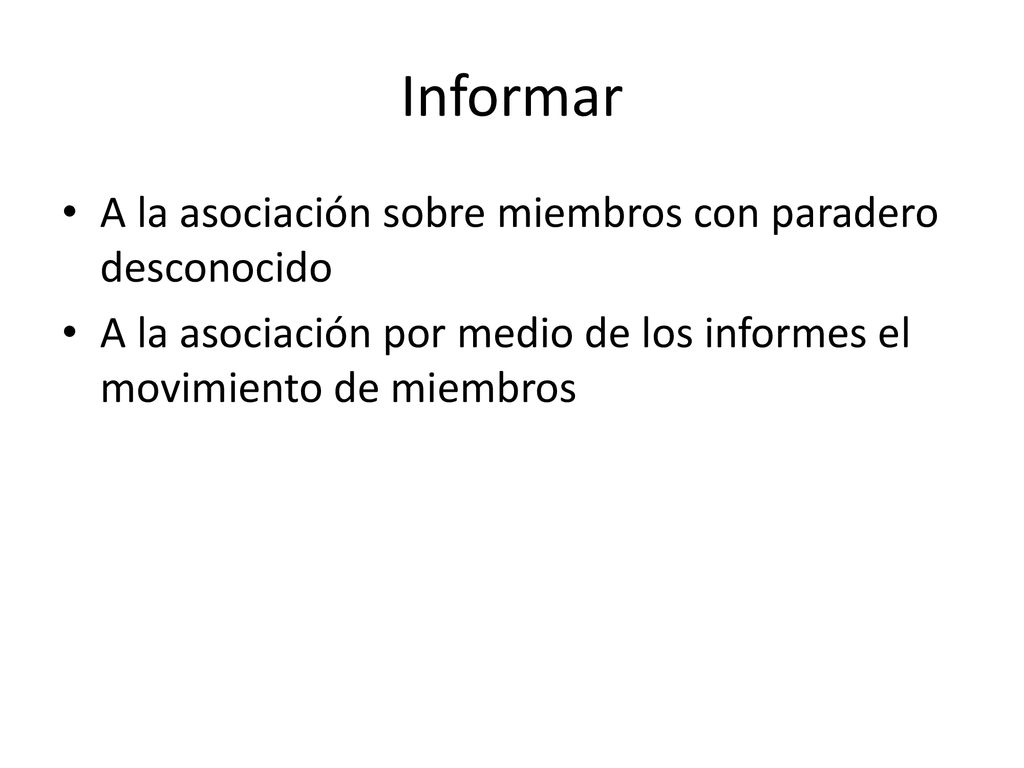 Informar A la asociación sobre miembros con paradero desconocido