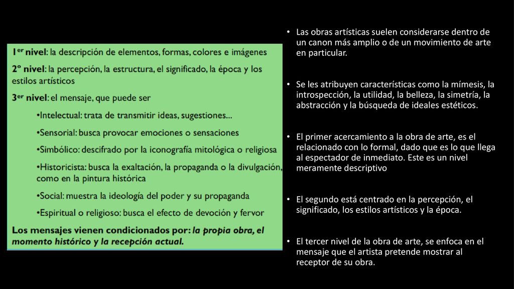 Las obras artísticas suelen considerarse dentro de un canon más amplio o de un movimiento de arte en particular.