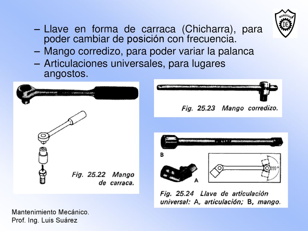 Mango corredizo, para poder variar la palanca