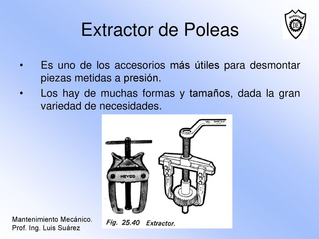 Extractor de Poleas Es uno de los accesorios más útiles para desmontar piezas metidas a presión.