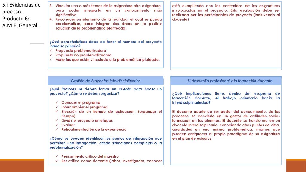 5.i Evidencias de proceso. Producto 6: A.M.E. General.
