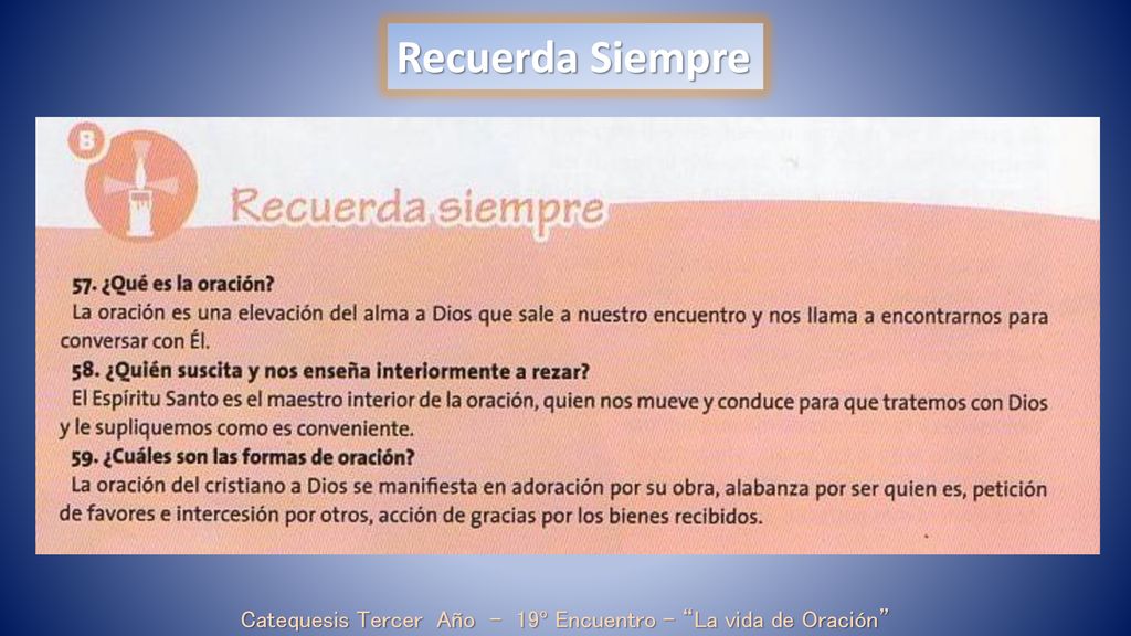 Catequesis Tercer Año - 19º Encuentro - La vida de Oración