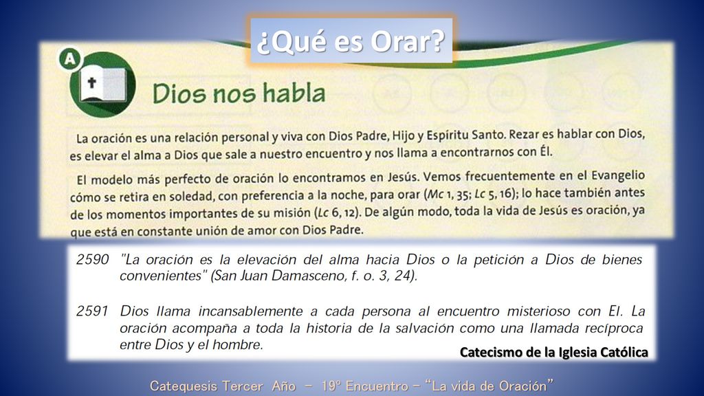 Catequesis Tercer Año - 19º Encuentro - La vida de Oración