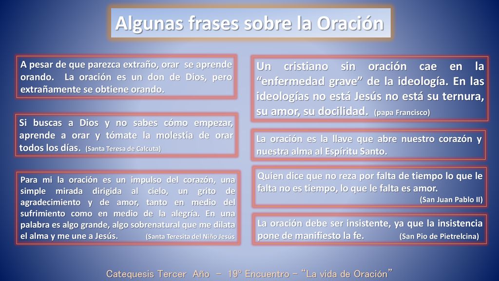 Catequesis Tercer Año - 19º Encuentro - La vida de Oración