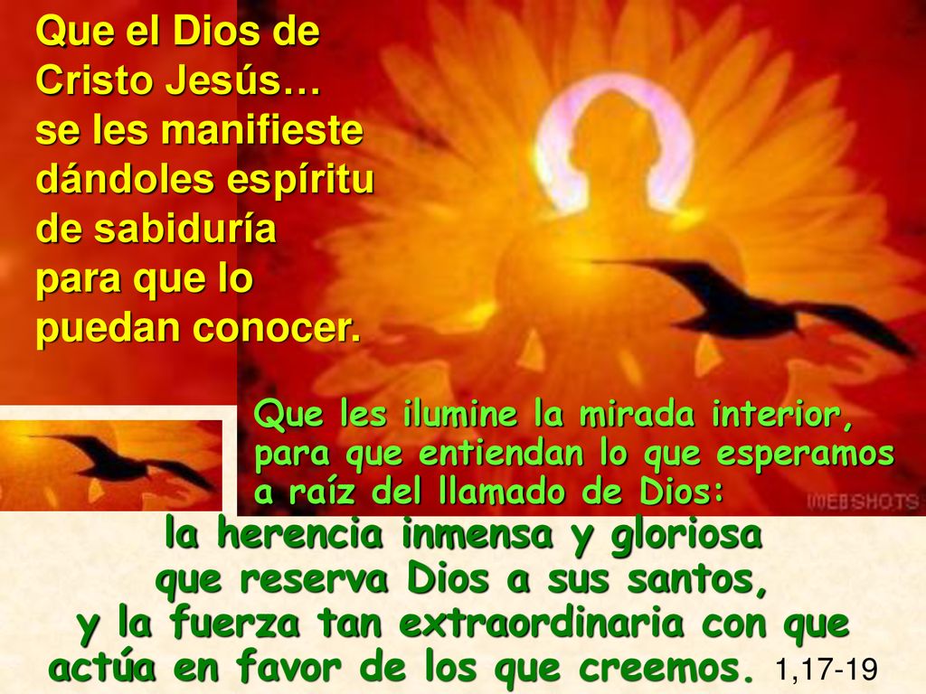la herencia inmensa y gloriosa que reserva Dios a sus santos,