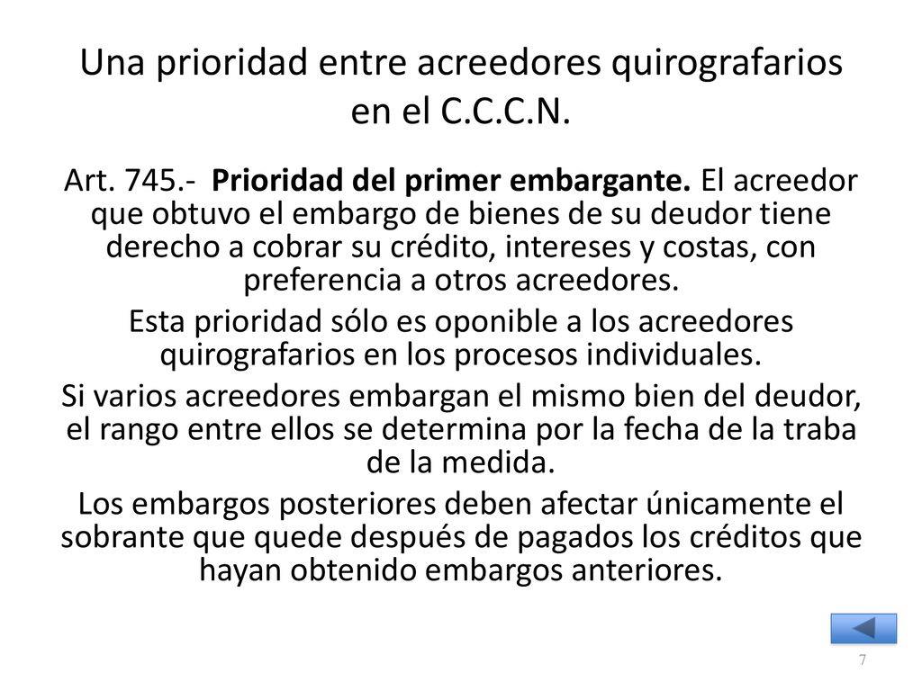 Una prioridad entre acreedores quirografarios en el C.C.C.N.