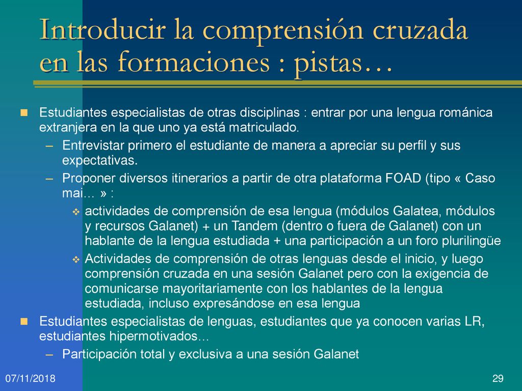 Introducir la comprensión cruzada en las formaciones : pistas…
