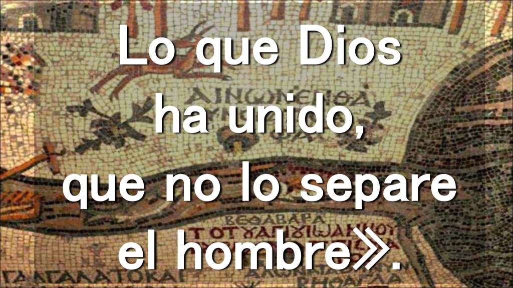 Lo que Dios ha unido, que no lo separe el hombre».