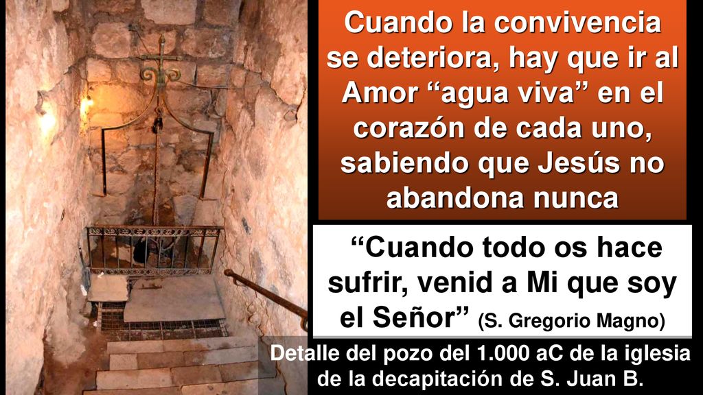 Cuando la convivencia se deteriora, hay que ir al Amor agua viva en el corazón de cada uno, sabiendo que Jesús no abandona nunca