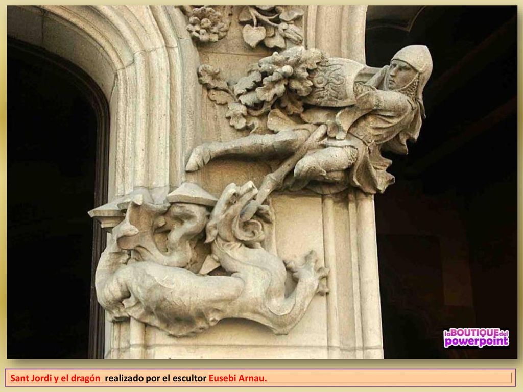 Sant Jordi y el dragón realizado por el escultor Eusebi Arnau.