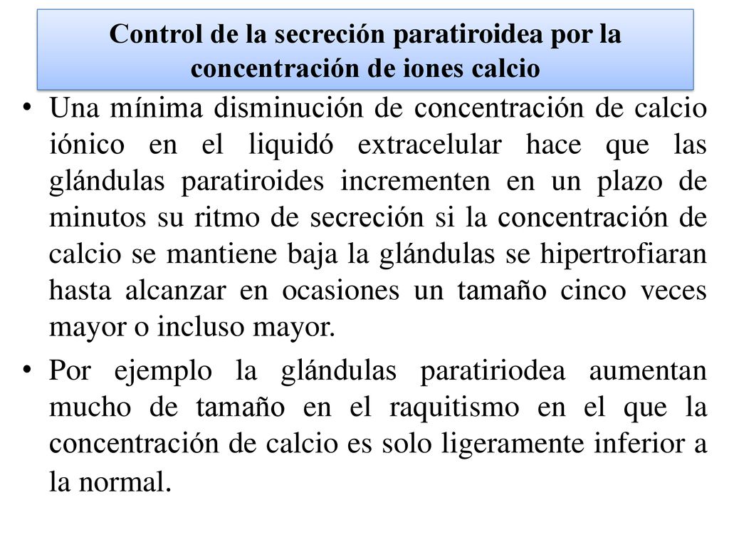 Control de la secreción paratiroidea por la concentración de iones calcio