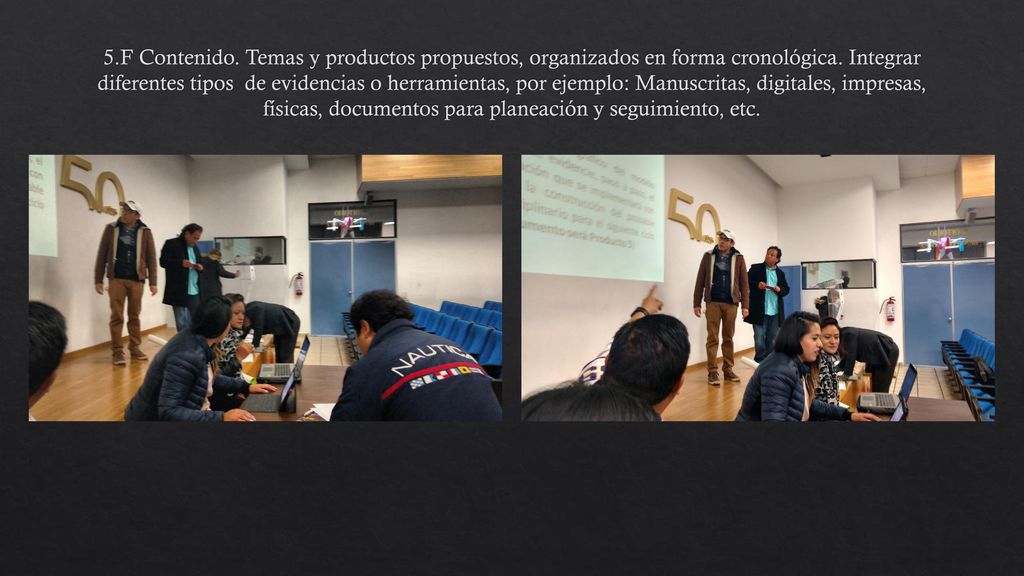 5.F Contenido. Temas y productos propuestos, organizados en forma cronológica.