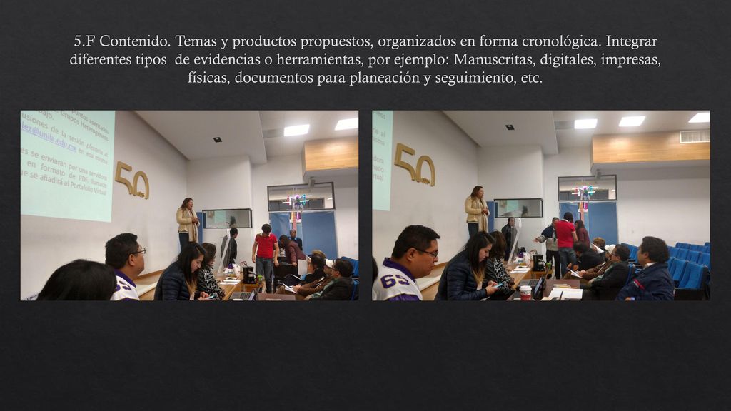 5.F Contenido. Temas y productos propuestos, organizados en forma cronológica.