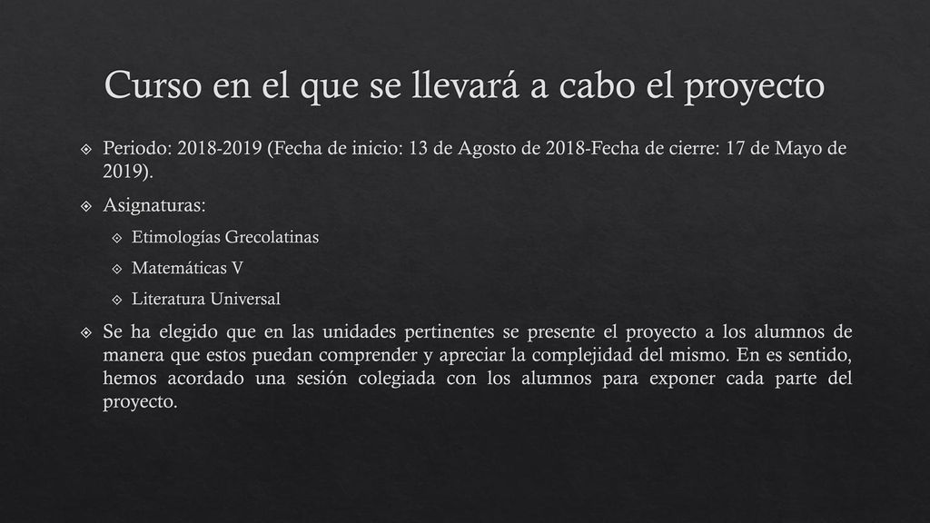 Curso en el que se llevará a cabo el proyecto