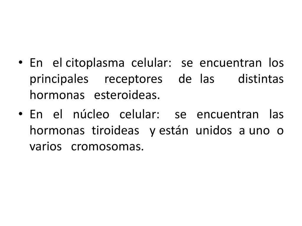 En el citoplasma celular: se encuentran los principales receptores de las distintas hormonas esteroideas.