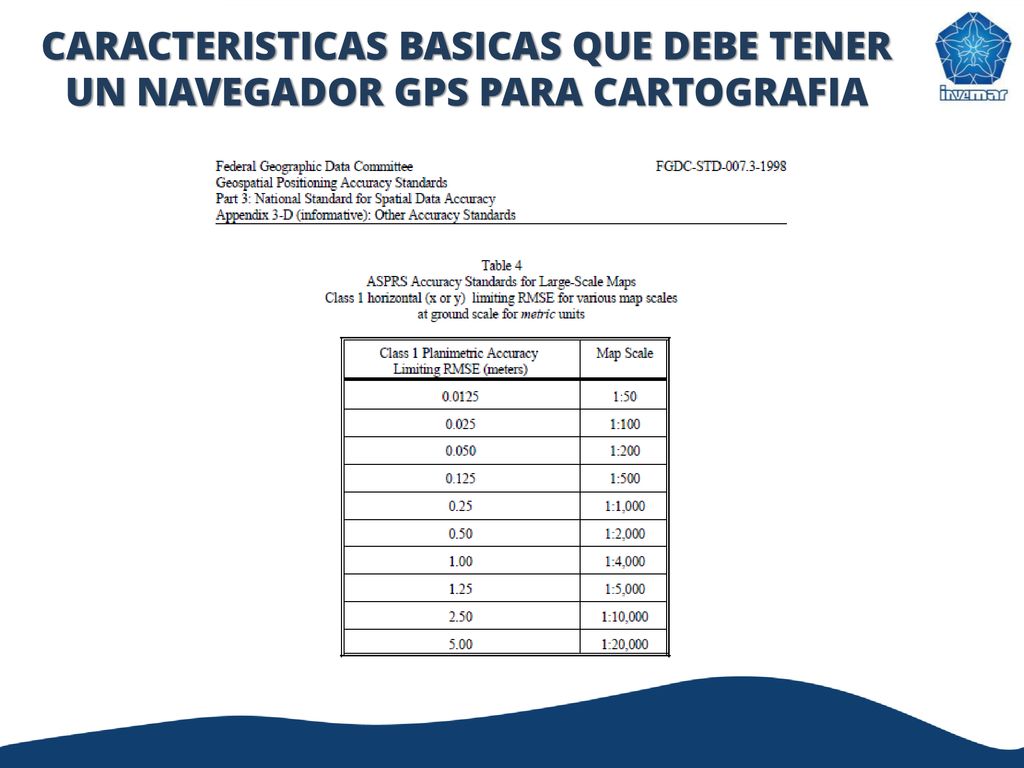 CARACTERISTICAS BASICAS QUE DEBE TENER UN NAVEGADOR GPS PARA CARTOGRAFIA