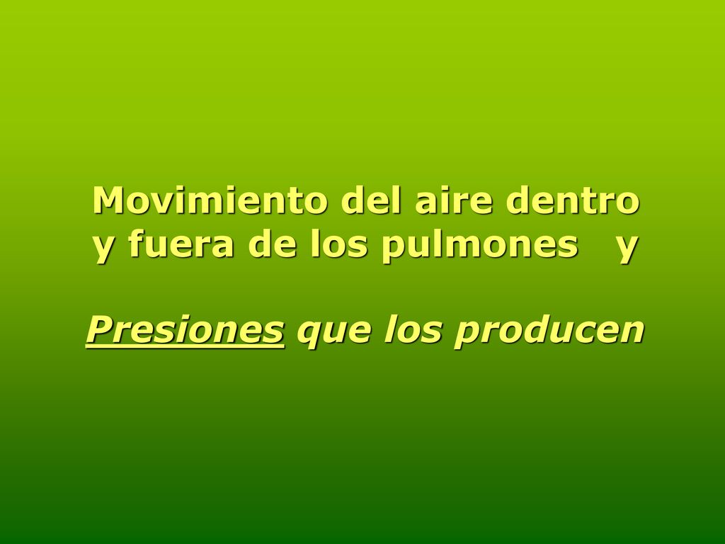 Movimiento del aire dentro y fuera de los pulmones y Presiones que los producen