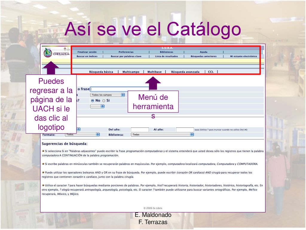 Puedes regresar a la página de la UACH si le das clic al logotipo