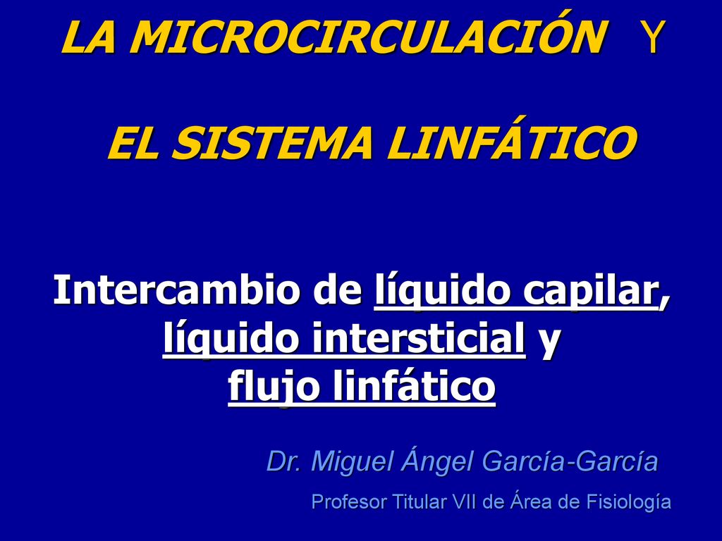 LA MICROCIRCULACIÓN Y EL SISTEMA LINFÁTICO Intercambio de líquido capilar, líquido intersticial y flujo linfático