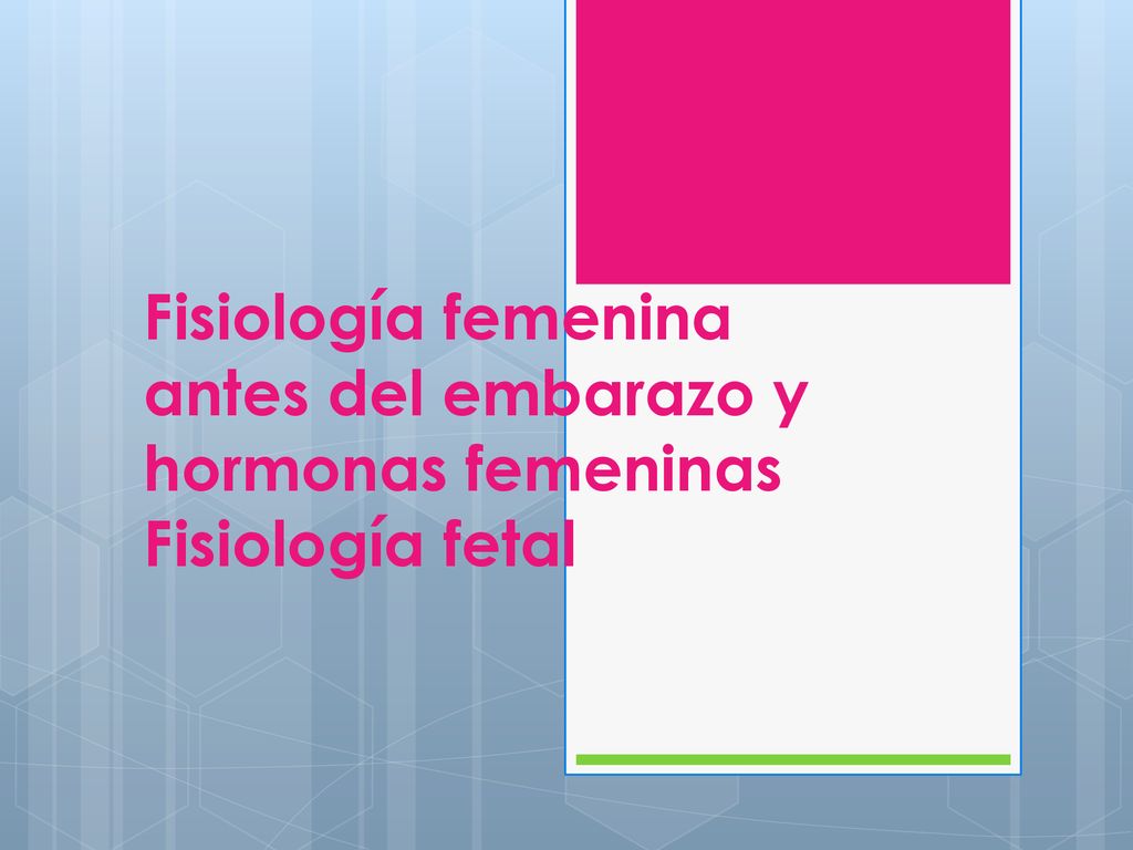 Fisiología femenina antes del embarazo y hormonas femeninas Fisiología fetal