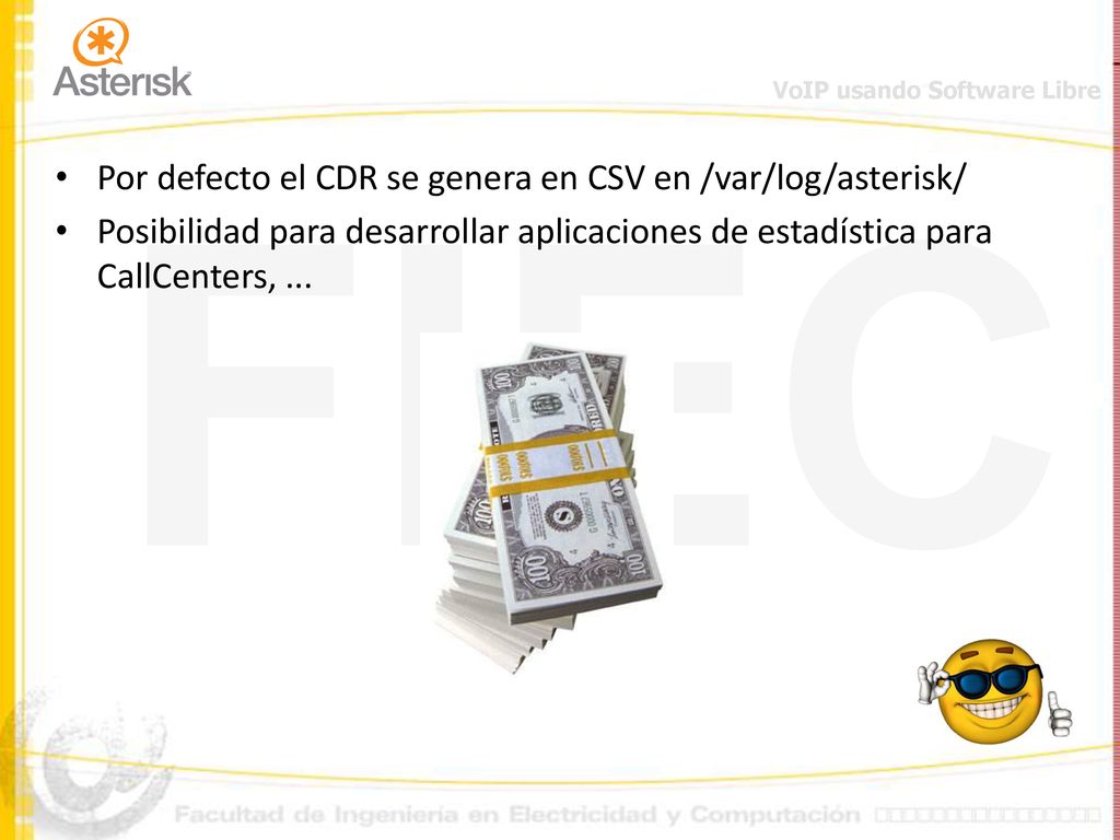 Por defecto el CDR se genera en CSV en /var/log/asterisk/
