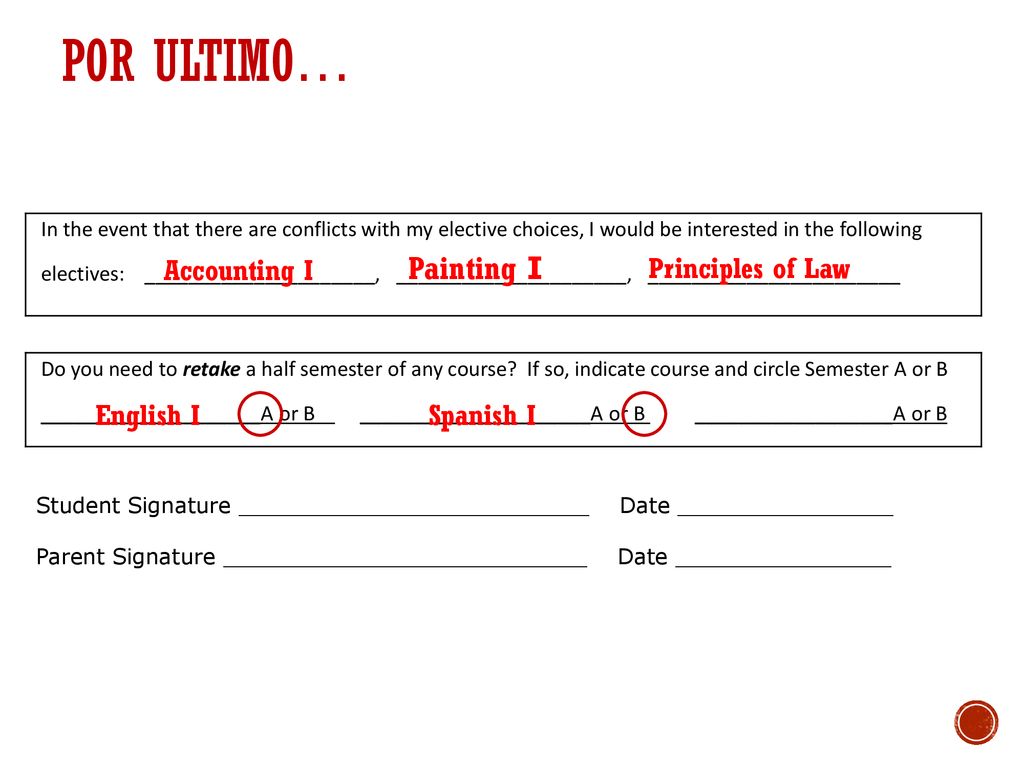 Por ultimo… Painting I Accounting I Principles of Law English I