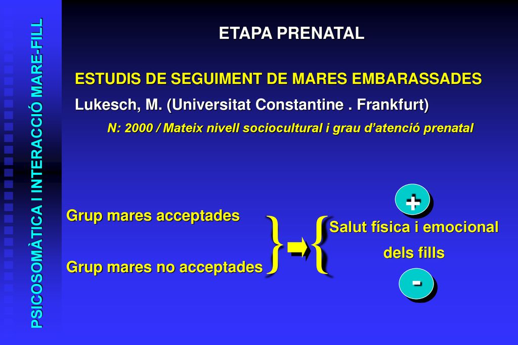 } { + - ETAPA PRENATAL ESTUDIS DE SEGUIMENT DE MARES EMBARASSADES