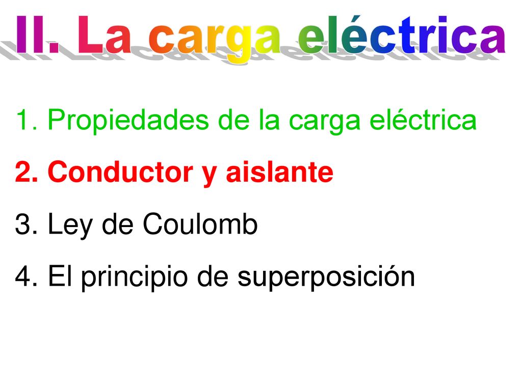 1. Propiedades de la carga eléctrica 2. Conductor y aislante