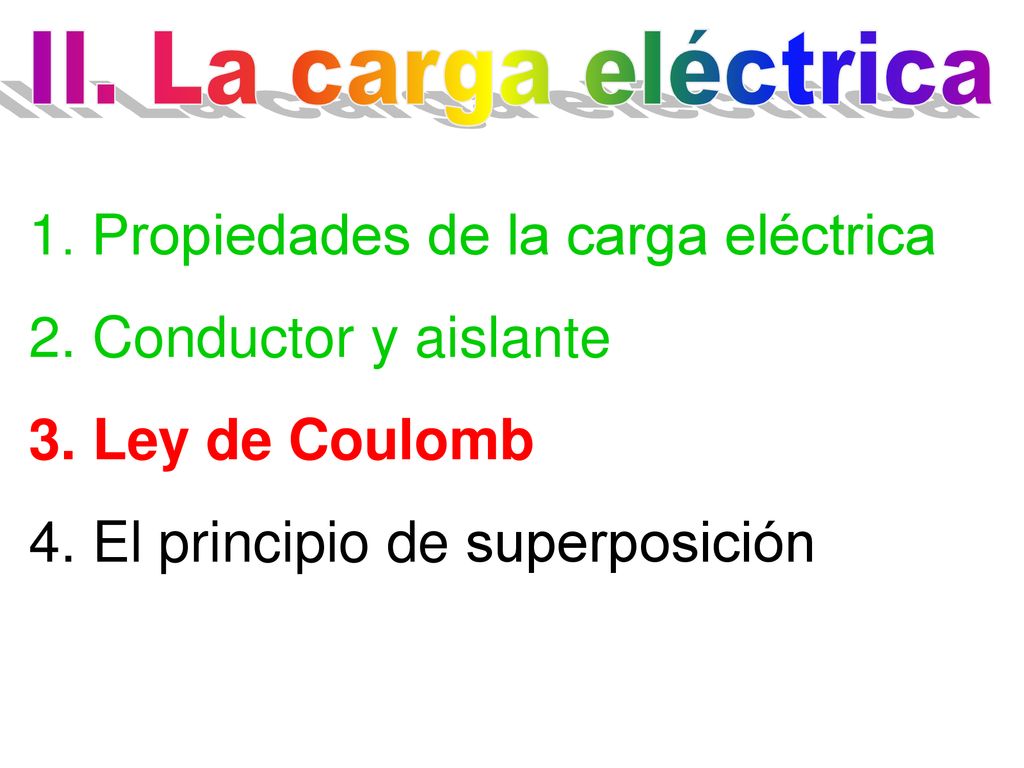 1. Propiedades de la carga eléctrica 2. Conductor y aislante