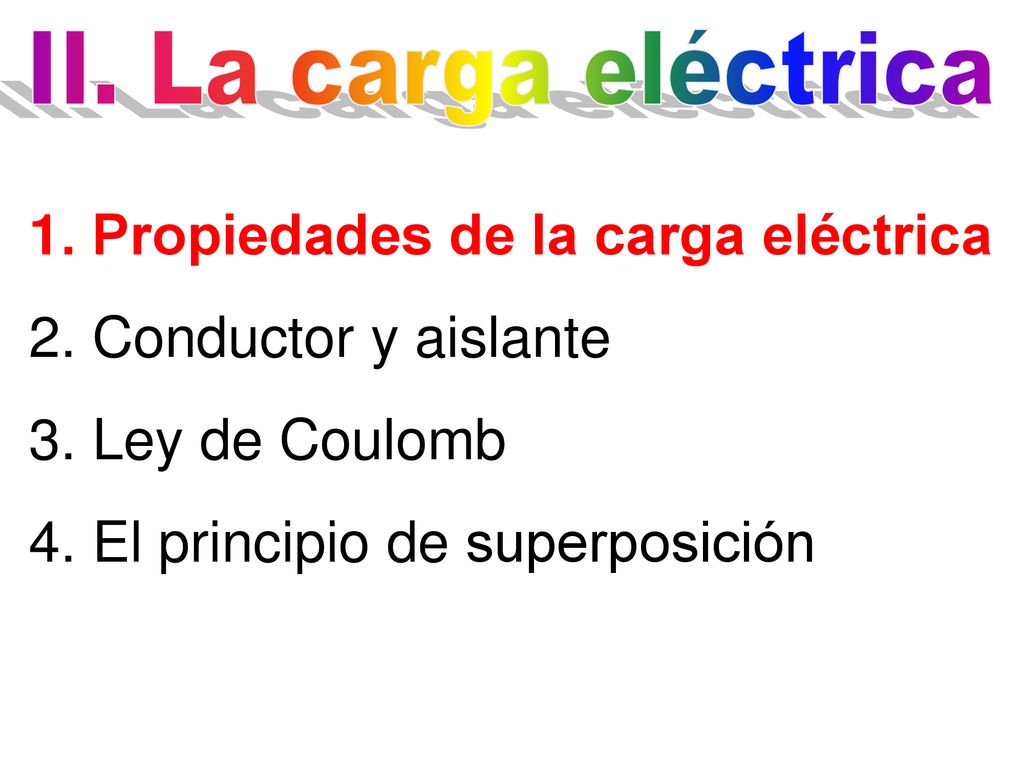 1. Propiedades de la carga eléctrica 2. Conductor y aislante